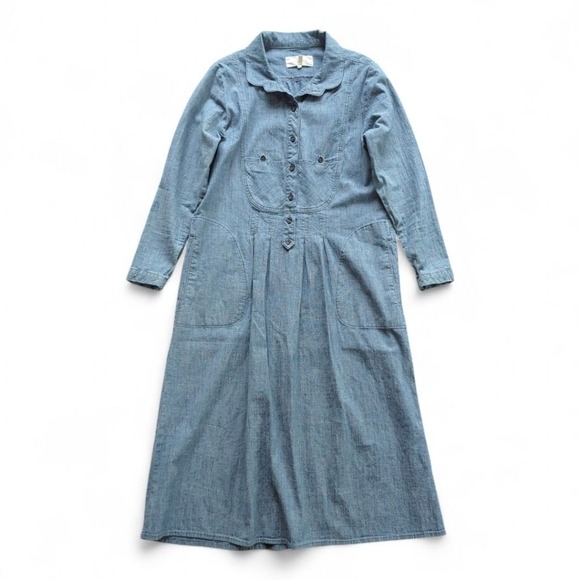 THE GREAT. Denim Button Front Midi Dress Sz 4 - Picture 2 of 8